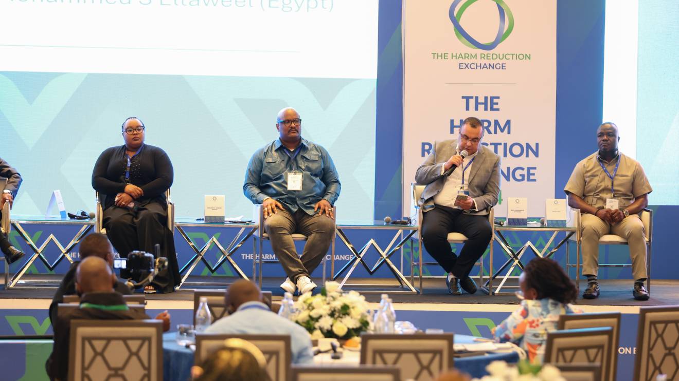 Dr Vivian Manyeki, public health specialist Kenya participates in a panel discussion with Prof Issa Wone, Dr. Mohammed S Eltaweel from Egypt, Samuel Hanu a harm reduction advocate. PHOTO/COURTESY